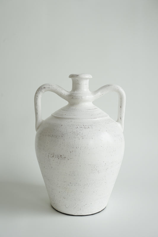 mooie witte handgemaakte terracotta vaas  Ibiza style